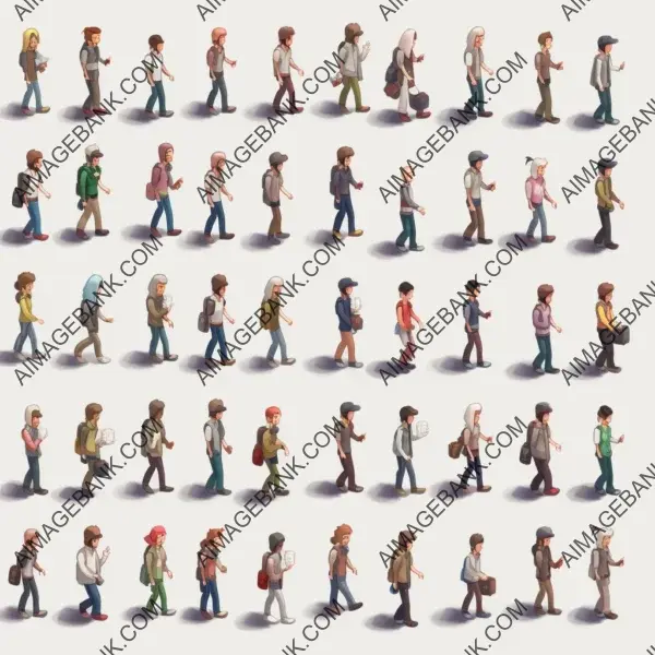 Walking Animation 64&#215;64 Civilian: Sprite Sheet Design