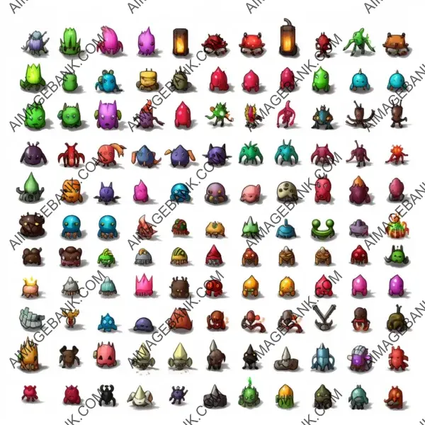 Top-Down Sprite Sheet Design: Colorful Enemy