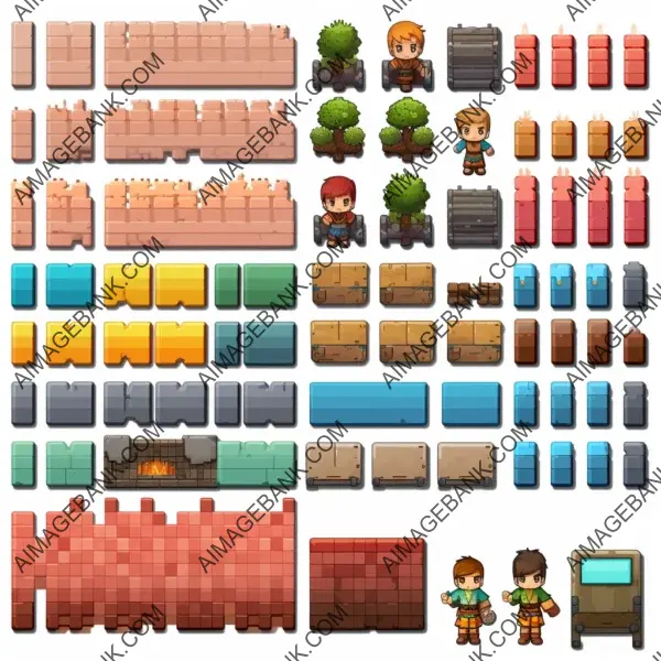 Colorful Main Character in Top-Down View: Sprite Sheet Design