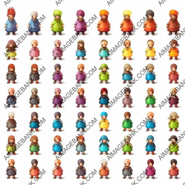 Colorful Main Character for Top-Down View: Complete Sprite Sheet