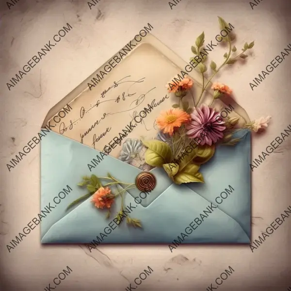 Embrace charm vintage aesthetics: envelope featuring flowers