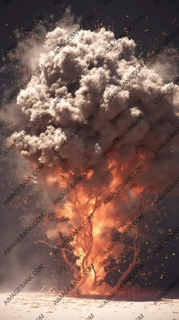 Embers of nature: 32K octane render unveils the weight of falling tree ashes