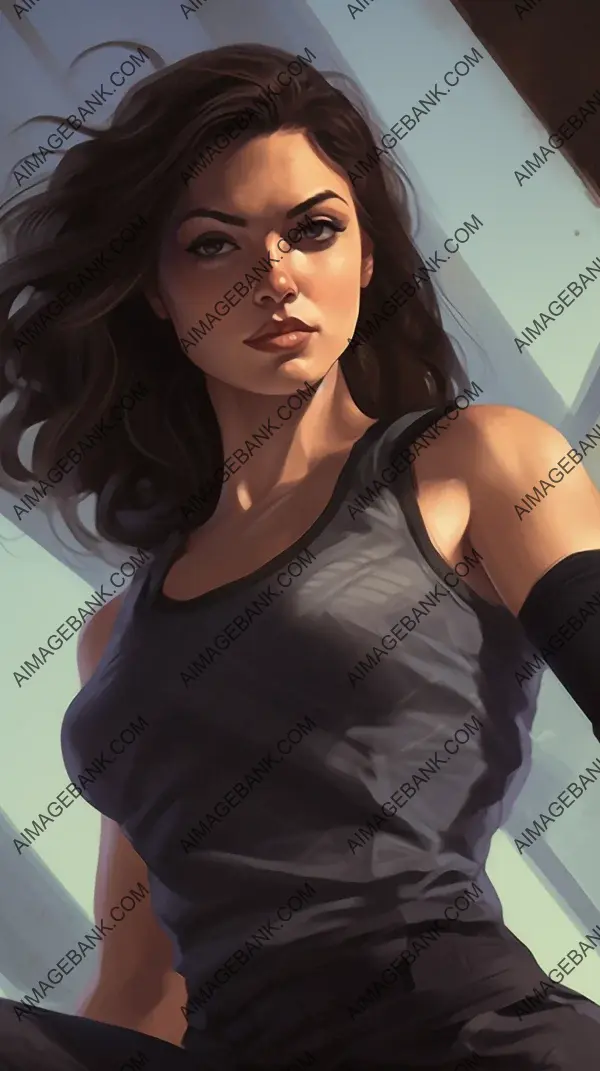 Digital Illustration: Close-Up of Young Dark-Haired