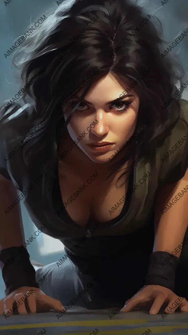 Close-Up of Young Dark-Haired: Digital Illustration