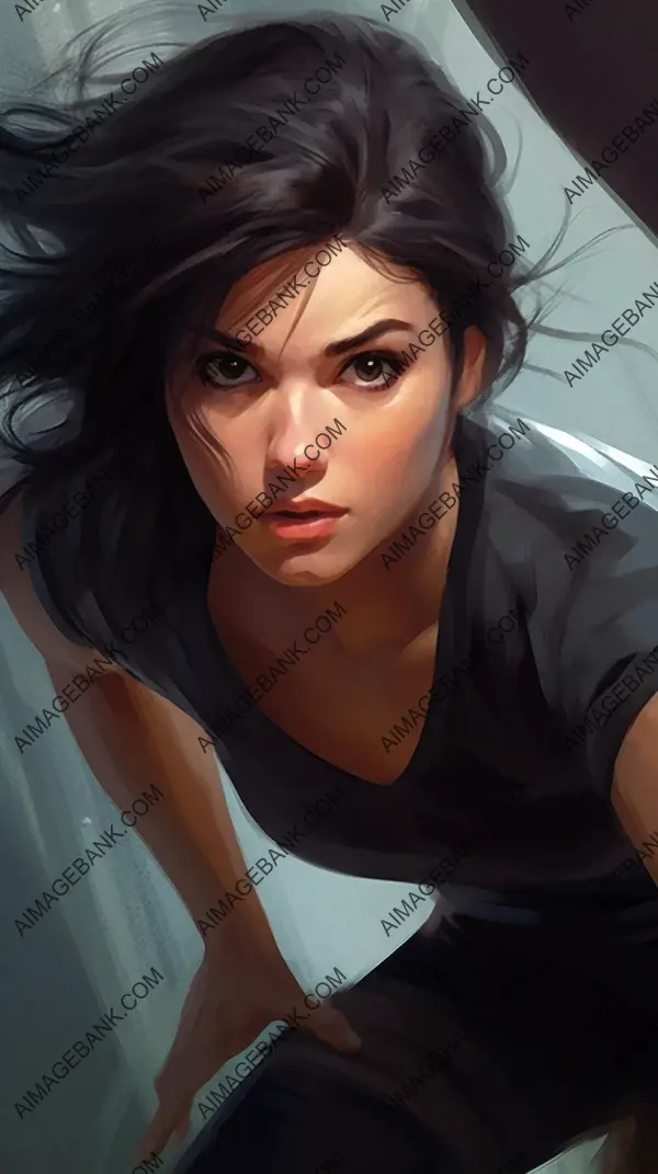 Young Dark-Haired: Close-Up Digital Illustration