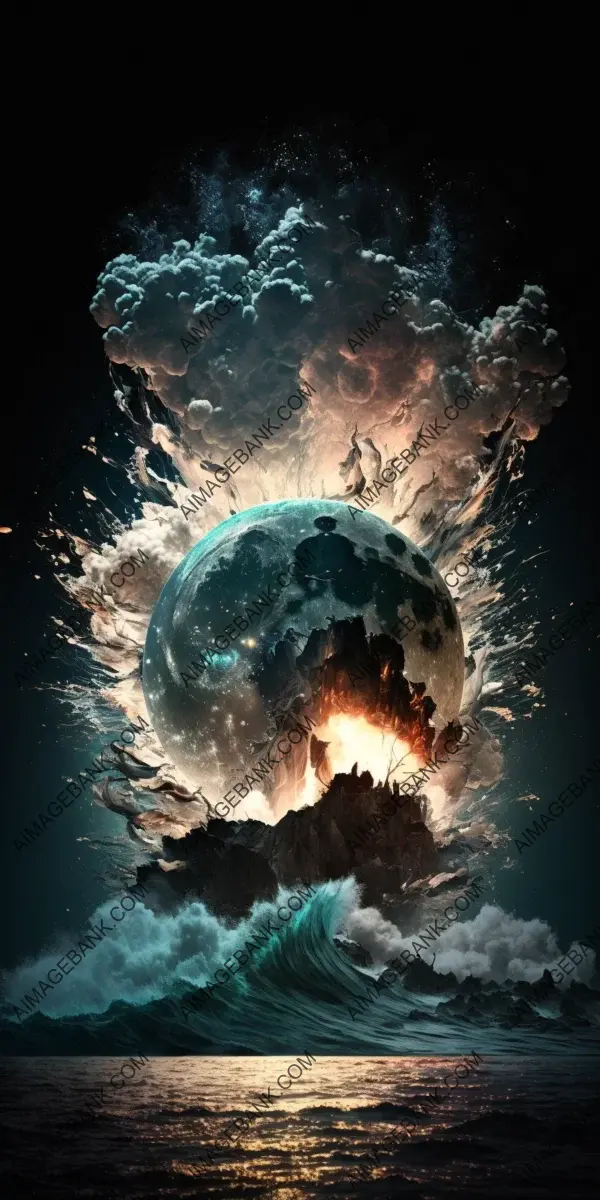 Apocalyptic Chaos: Moon Crashing in a Violent Backdrop