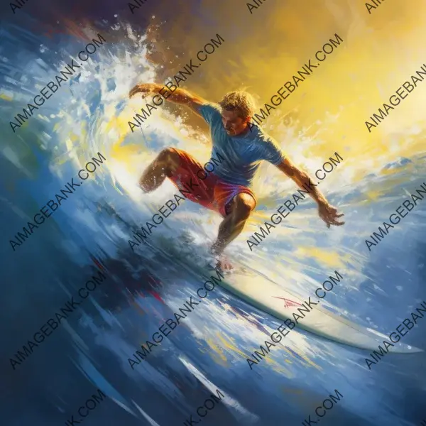 Joyous act: Surfer riding wave, distinctive style