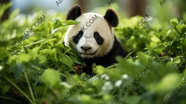 In a frame: giant panda munching bamboo