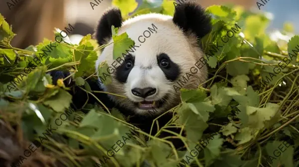 The adorable munching giant panda captured