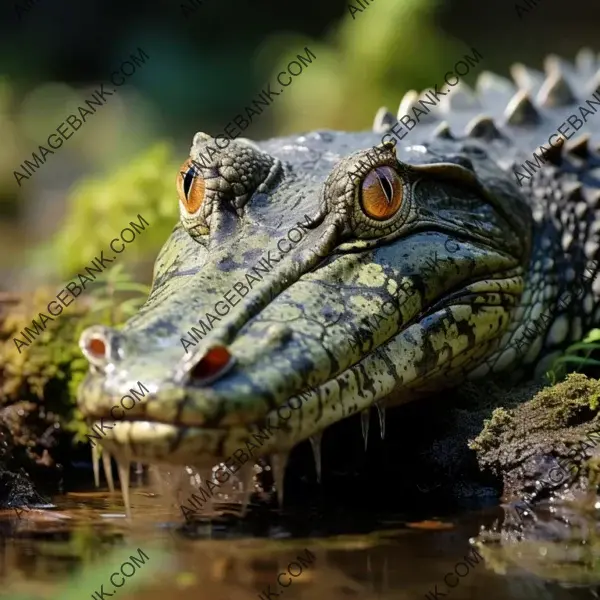 A frame for the imposing gaze of a fish-eating gharial