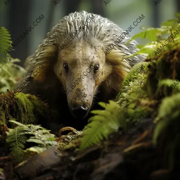 In a frame: giant anteater using its tongue while foraging