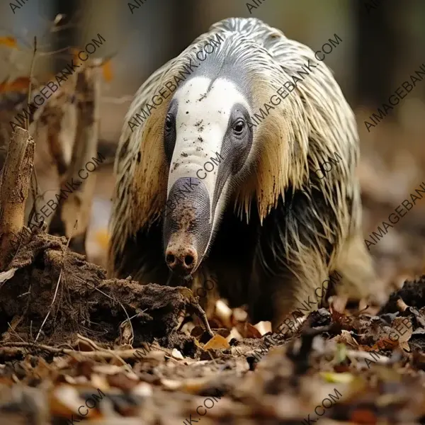 Capturing the giant anteater using its tongue while foraging