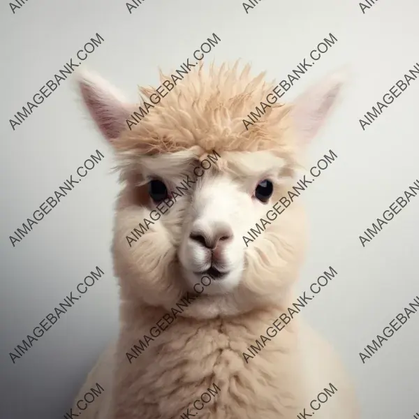 A frame for the cute and neutral top-down view of an alpaca