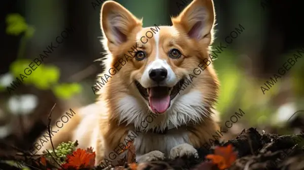 A frame for the Pembroke Welsh Corgi captured in action