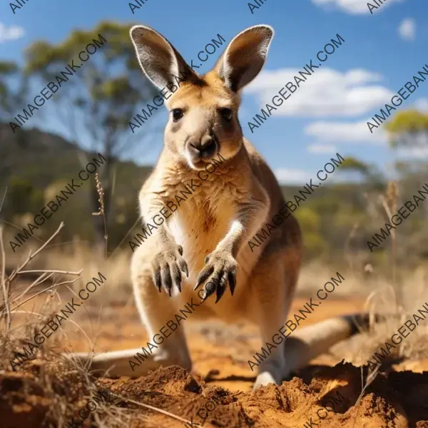 A frame for the kangaroo gracefully bounding in a leap