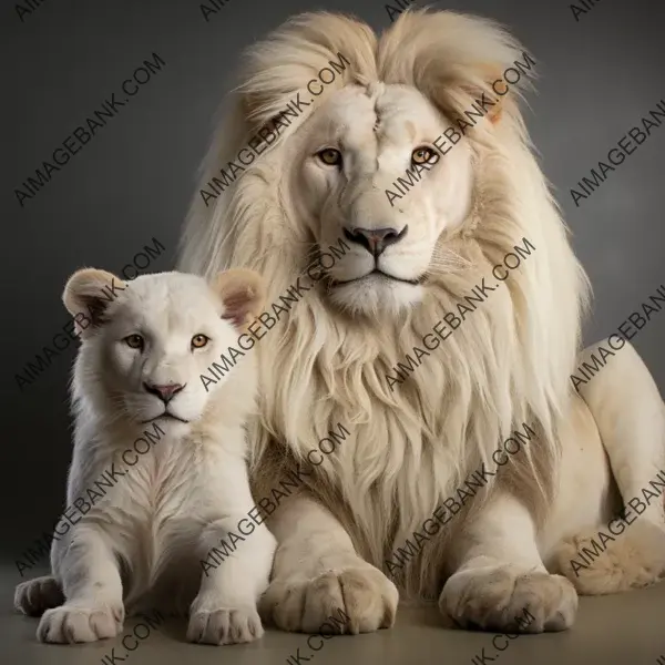 A frame for the captured rare pair of white lions