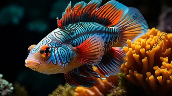 A frame for the photograph of the Mandarin fish in vibrant colors