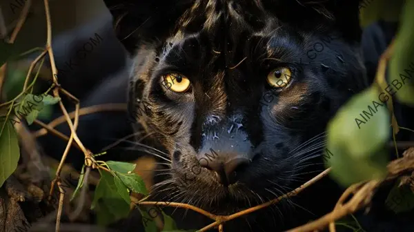 In a frame: the stealthy black panther captured in a photograph