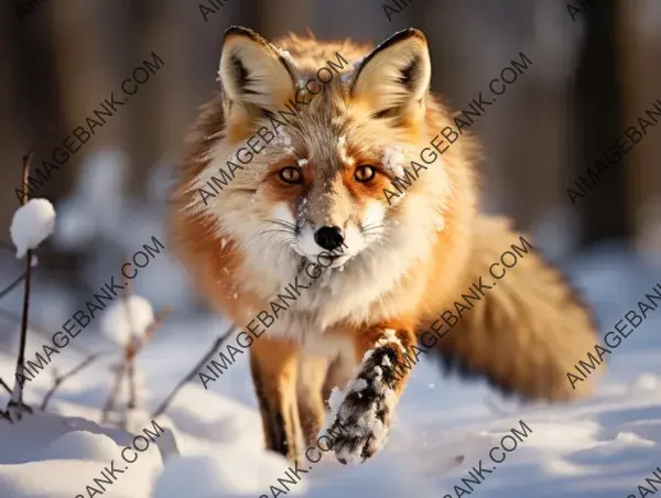 Agile red fox prowling in the winter beautifully photographed