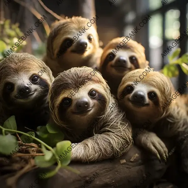 Group of sloths lazily lounging in their haven beautifully photographed