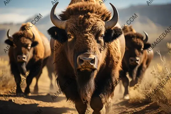 Roaming herd of bison beautifully photographed