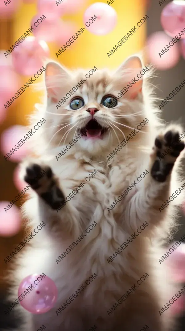 Playful Ragdoll Kitten Captured in Play