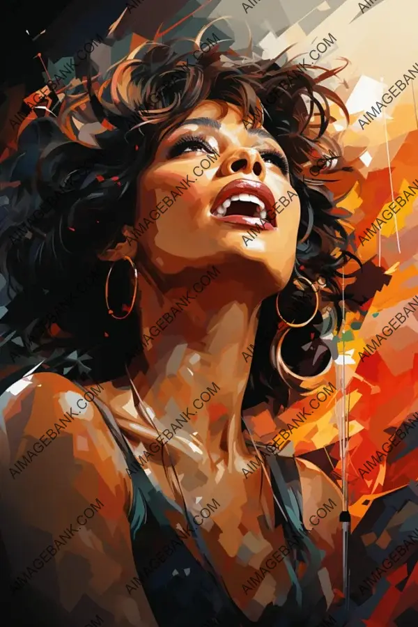 Illustrate Powerful Whitney Houston in Vector