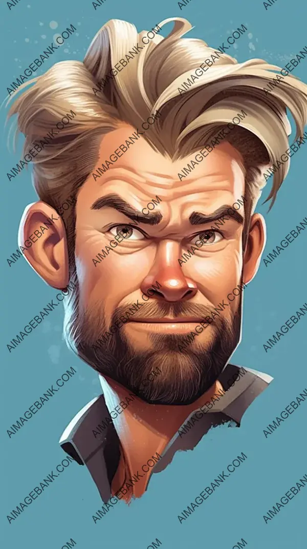 Chris hemsworths caricature: Captivating 3D Charisma and Humor.