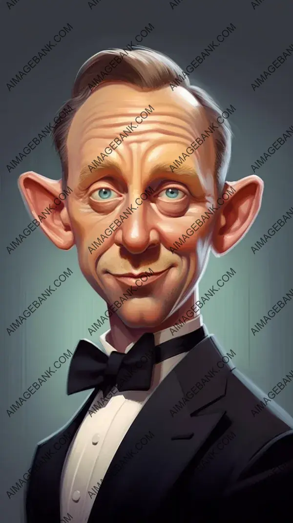 Daniel craigs caricature: Playful 3D Expression of Charisma.