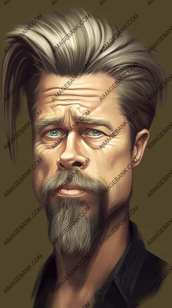 Brad pitts caricature: Dynamic 3D Humor and Charisma.