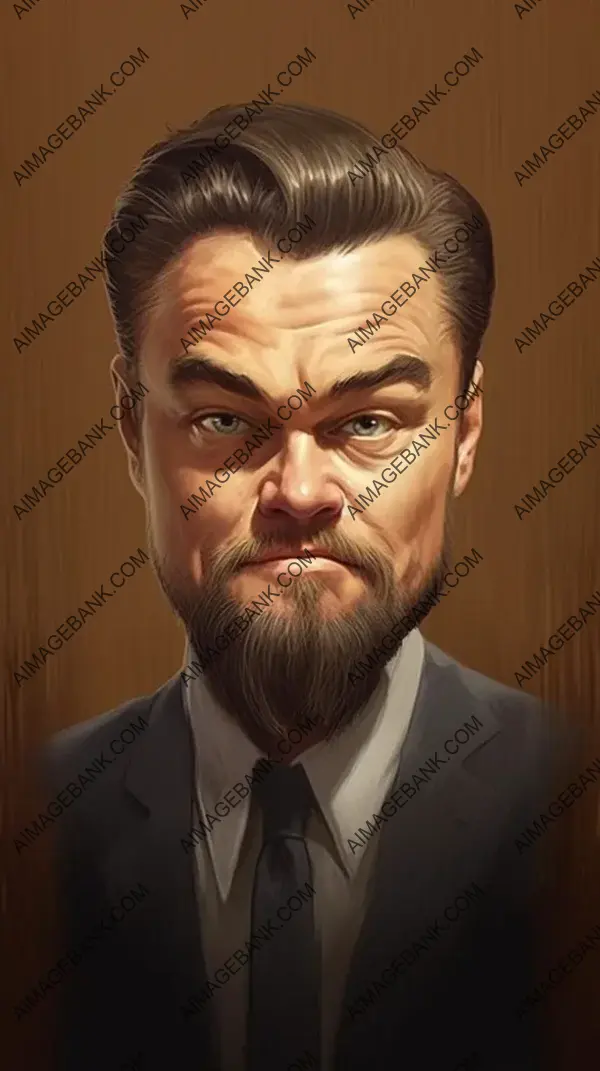 Leonardo dicaprios caricature: Dynamic Caricature of Captivating Charm.