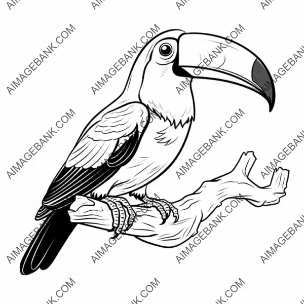 Unlock your creativity by coloring a cute toucan in comic style.
