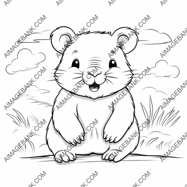 Capture the charm of a wombat through a simple comic-style coloring page.