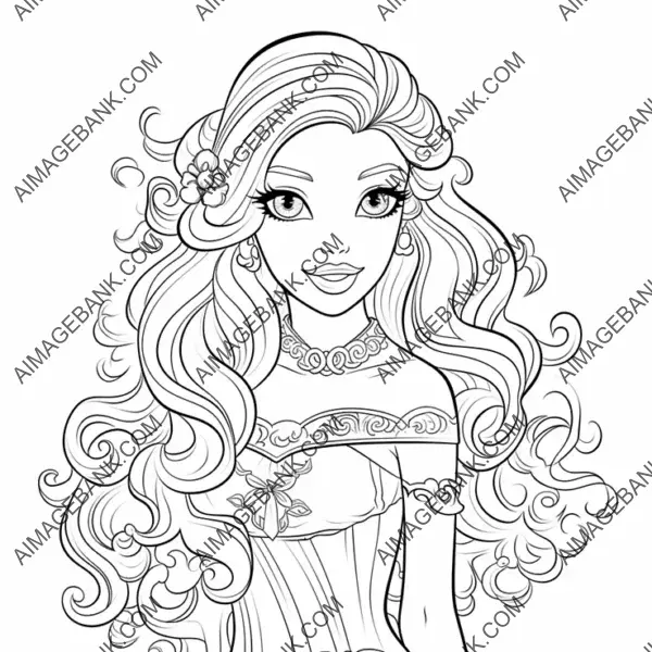 Let your colors bring life to Barbie&#8217;s enchanting isolated coloring page.