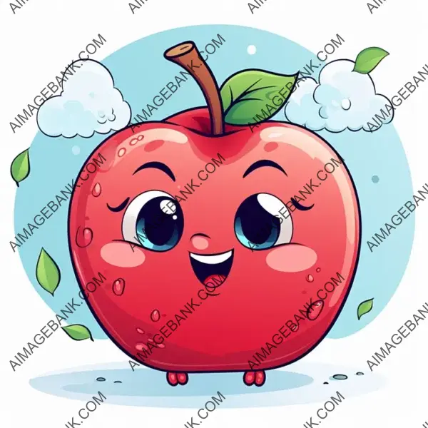 Coloring Page with a Childlike and Humorous Apple Illustration
