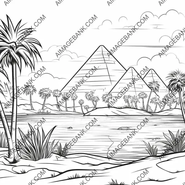 Embark on a journey through history with this coloring page of kids by the scenic banks of the Nile.