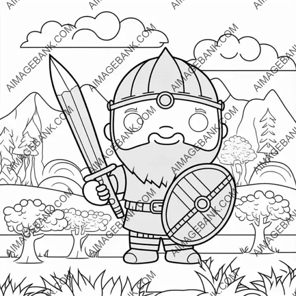 Kids&#8217; Comic Delight: Simple Viking Coloring Fun