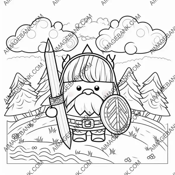Whimsical Viking Tale: Simple Kids&#8217; Comic Coloring