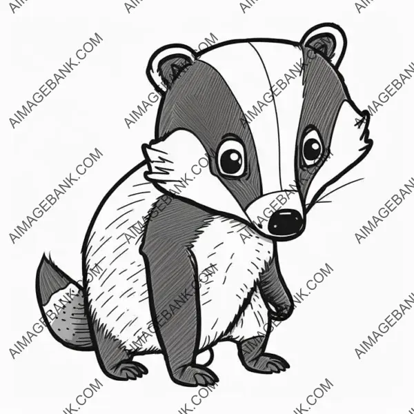 Woodland Wonders: Badger Coloring in Comic Style