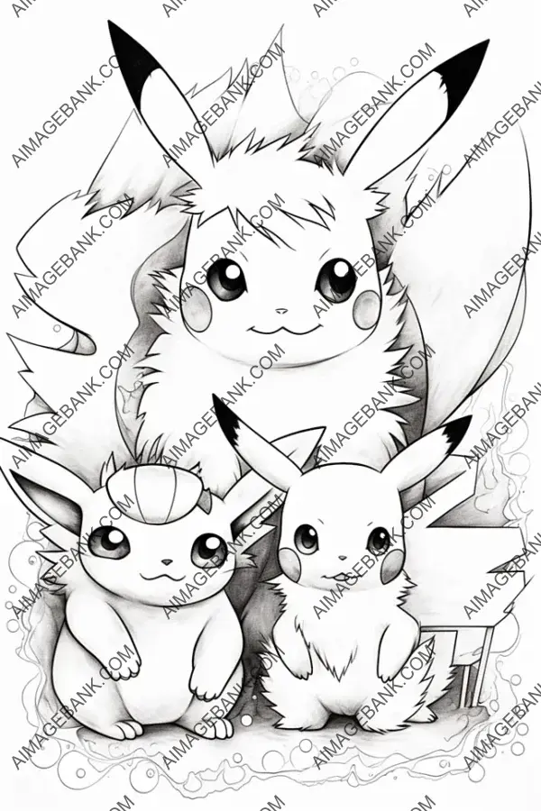 Pikachu and Friends: Printable Coloring Joy