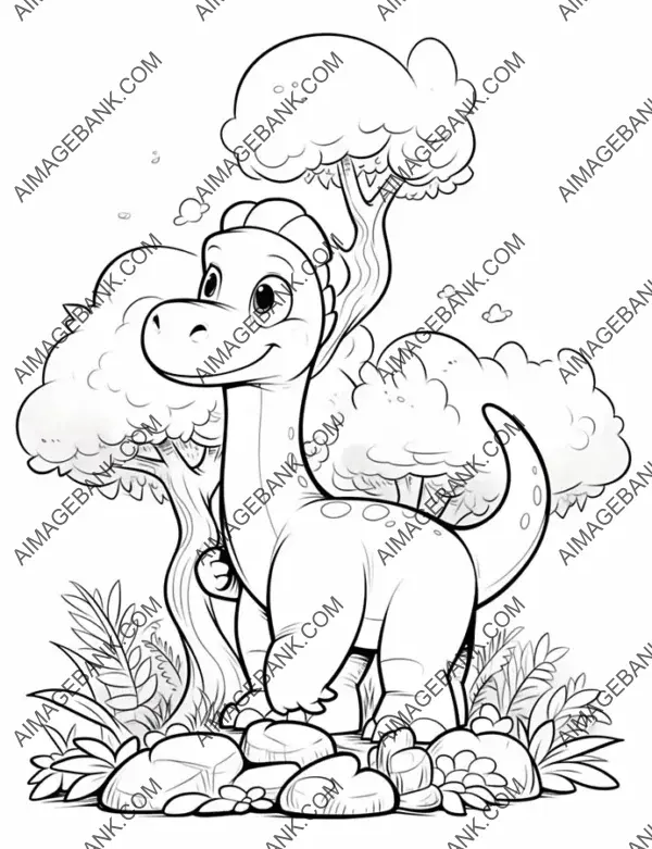 Chibi Disney Brontosaurus Enjoying Plants