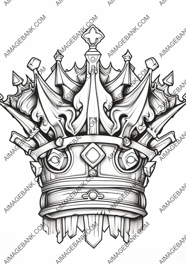 Urban Crown Graffiti: Coloring Page of Creative Expression