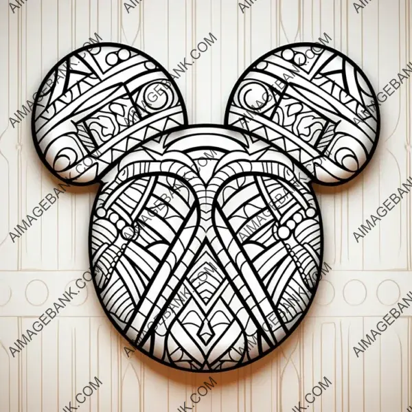 Beloved Mickey Mouse ears illustrated with clear lines for kids&#8217; coloring