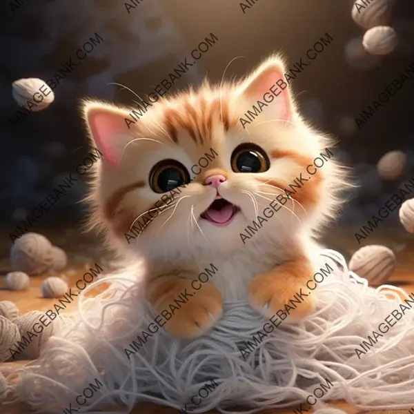 Animated magic captures a cute cat&#8217;s joy in playing ball.