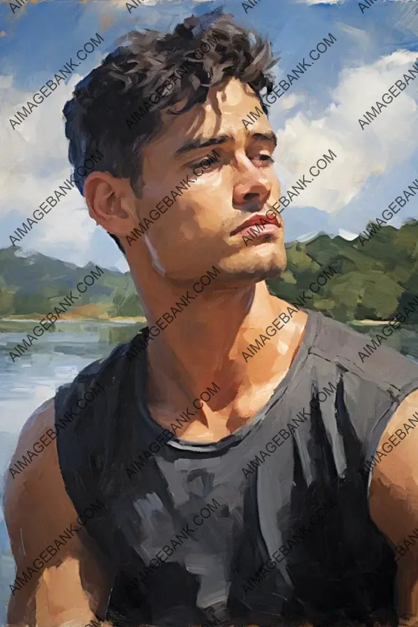 Elegance by the Shore: Artistic Capture of a Handsome Young Man