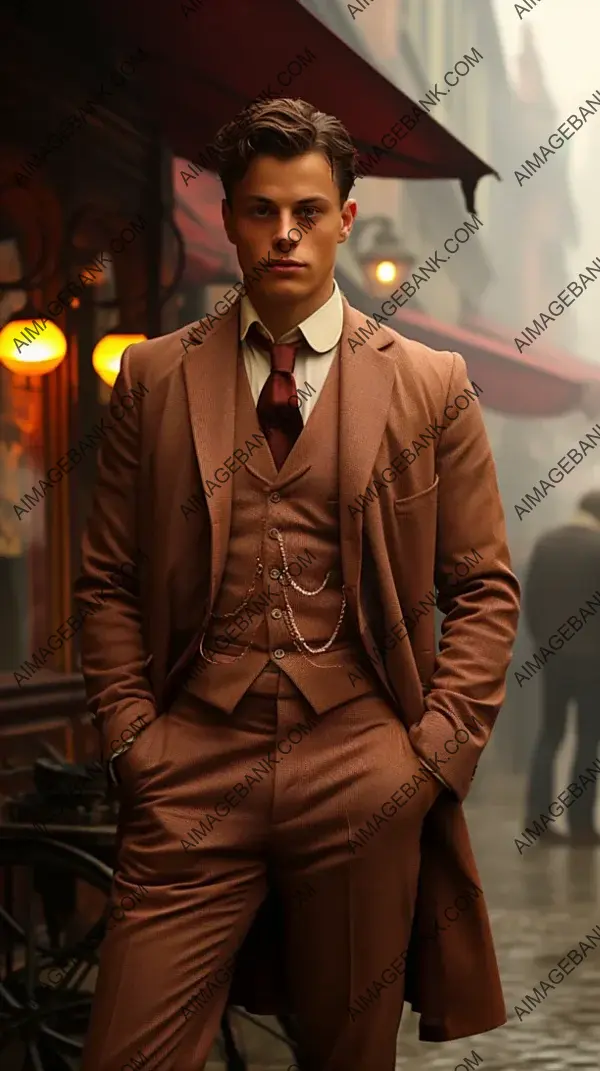 Vintage Western Charm: Handsome 20-Year-Old in Fog