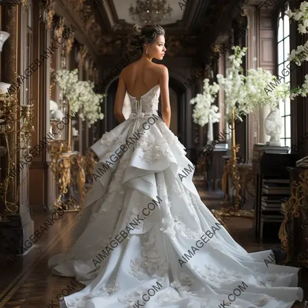 The opulent Vera Wang wedding gown exudes luxury and elegance.