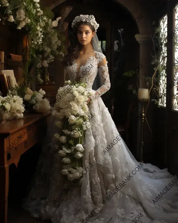 The lace wedding dresses add a touch of enchantment to the bride&#8217;s look.