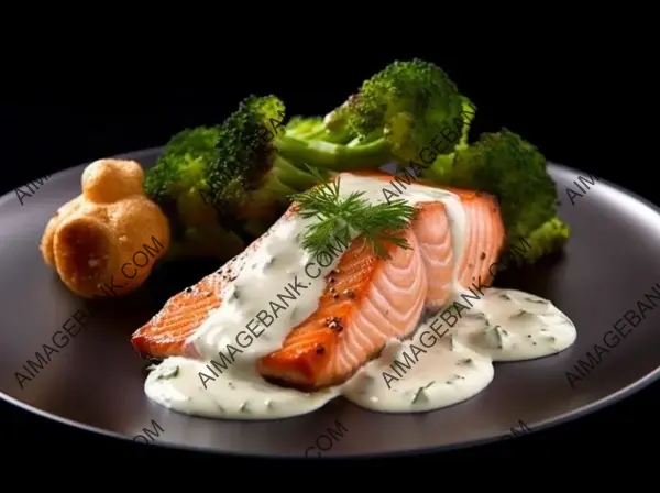 Experience the artistry of culinary preparation in the salmon dish with potatoes and broccoli.