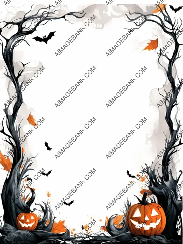 Discover Halloween Frame with White Background.